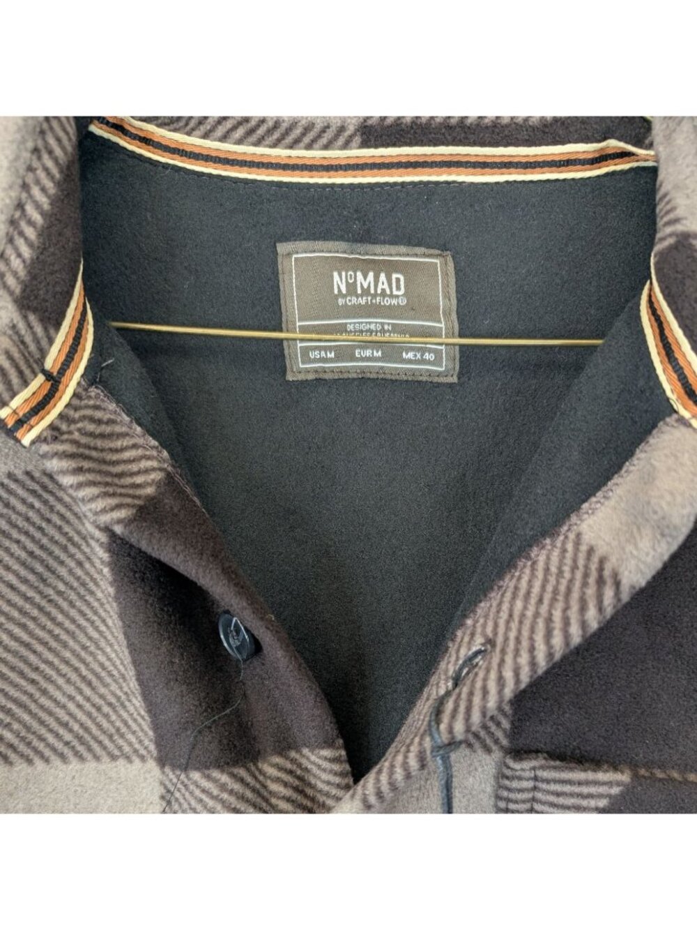 Nomad Mens Medium Flannel Shirt Brown Buffalo Plaid Button Down Jacket NEW - Picture 4 of 8